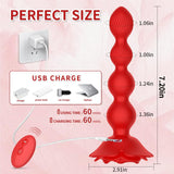 Anal Beads 10 Rotate Twist and Vibrating Modes Prostate Massager Graded Silicone Design Anal Vibrators Rose Toy