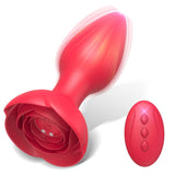 Anal Vibrators Vibrating Rose Butt Plug with 10 Modes Rose Base Silicone Rose Adult Toys