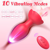 Analvibratoren, vibrierender Rosen-Analplug mit 10 Modi, Rosenbasis, Silikon, Rosenspielzeug für Erwachsene 
