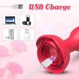 Vibradores anales Vibrador Rose Butt Plug con 10 modos Rose Base Silicona Rose Juguetes para adultos 