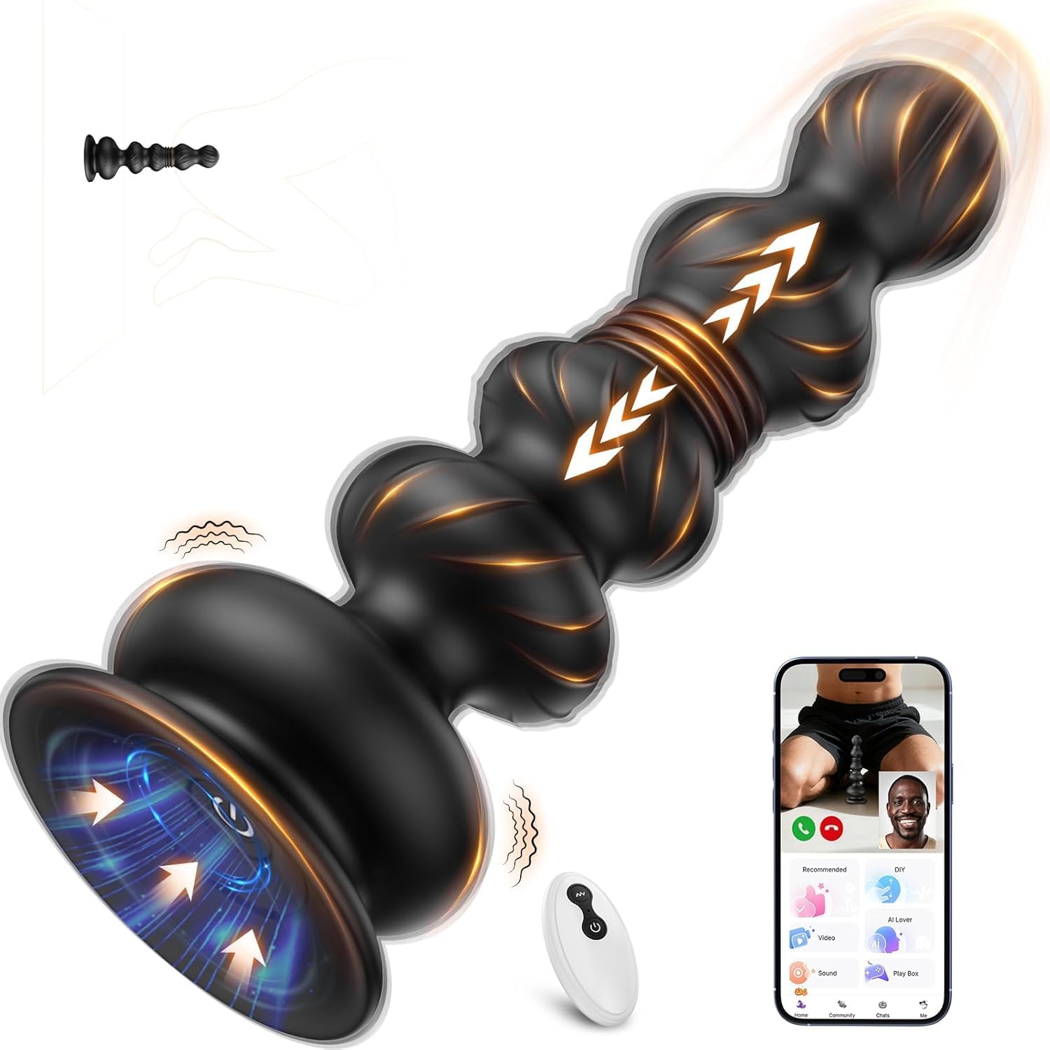 App Control 10 Vibrating Thrusting Anal Beads Prostate Massager Anal Plug Male Sex Toys