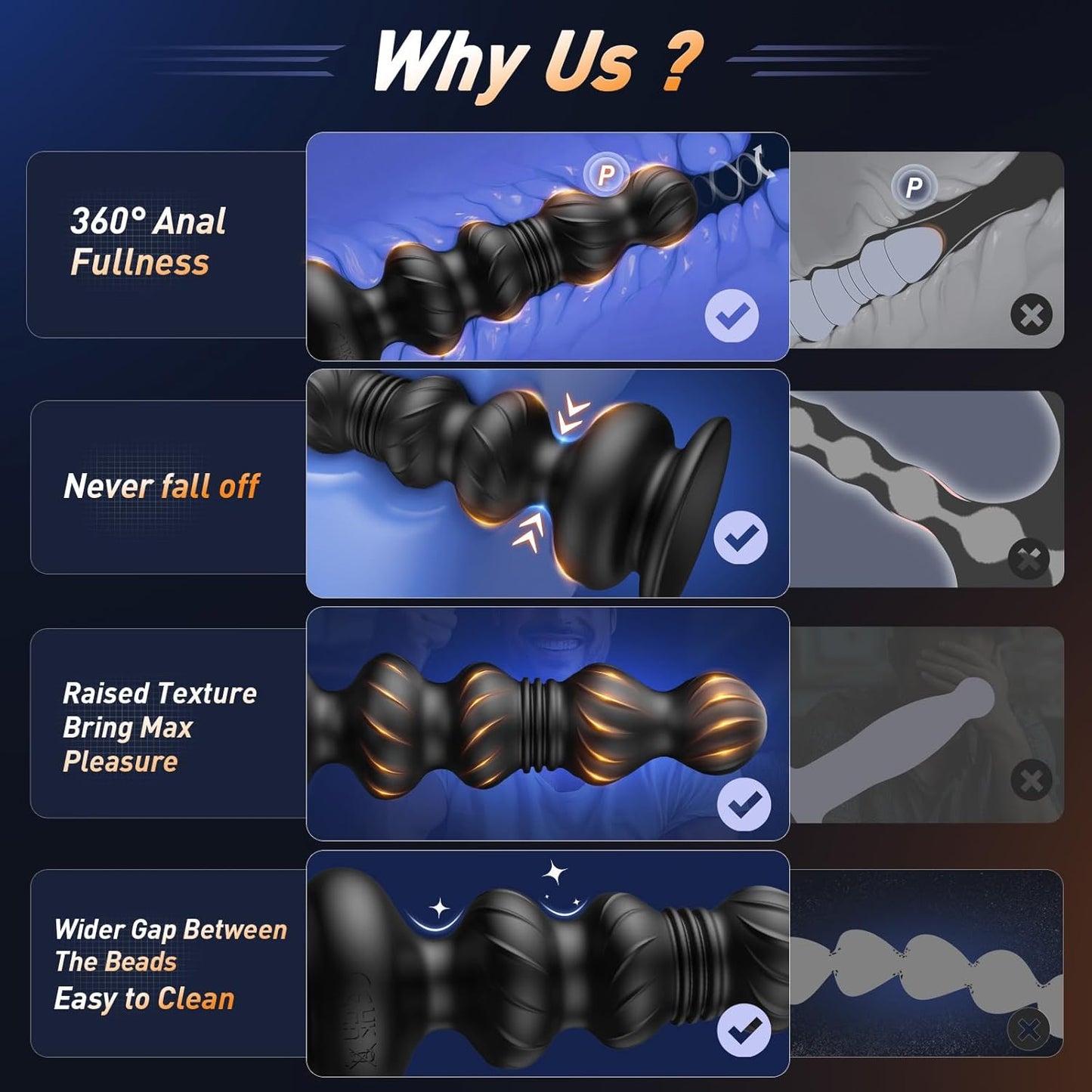 App Control 10 Vibrating Thrusting Anal Beads Prostate Massager Anal Plug Male Sex Toys