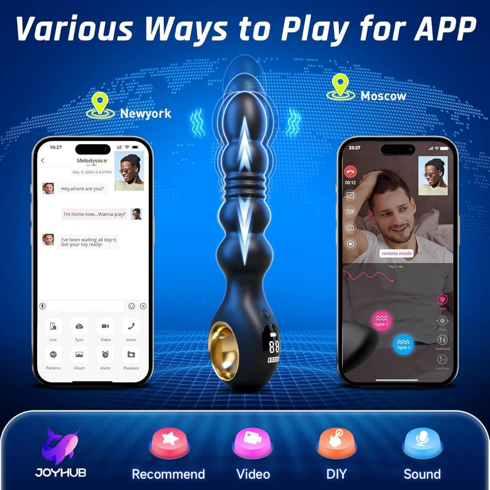 App Control 10 Vibrating Thrusting Anal Plug Thrusting Anal Beads Prostate Massager Male Sex Toys
