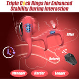 App Remote Control Rose Vibrating Penis Ring With Clit & G Spot Stimulation Penis Vibrator