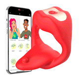 App Remote Control Tongue-licking & Vibrating Cock Ring Penis Vibrator for Man & Couple