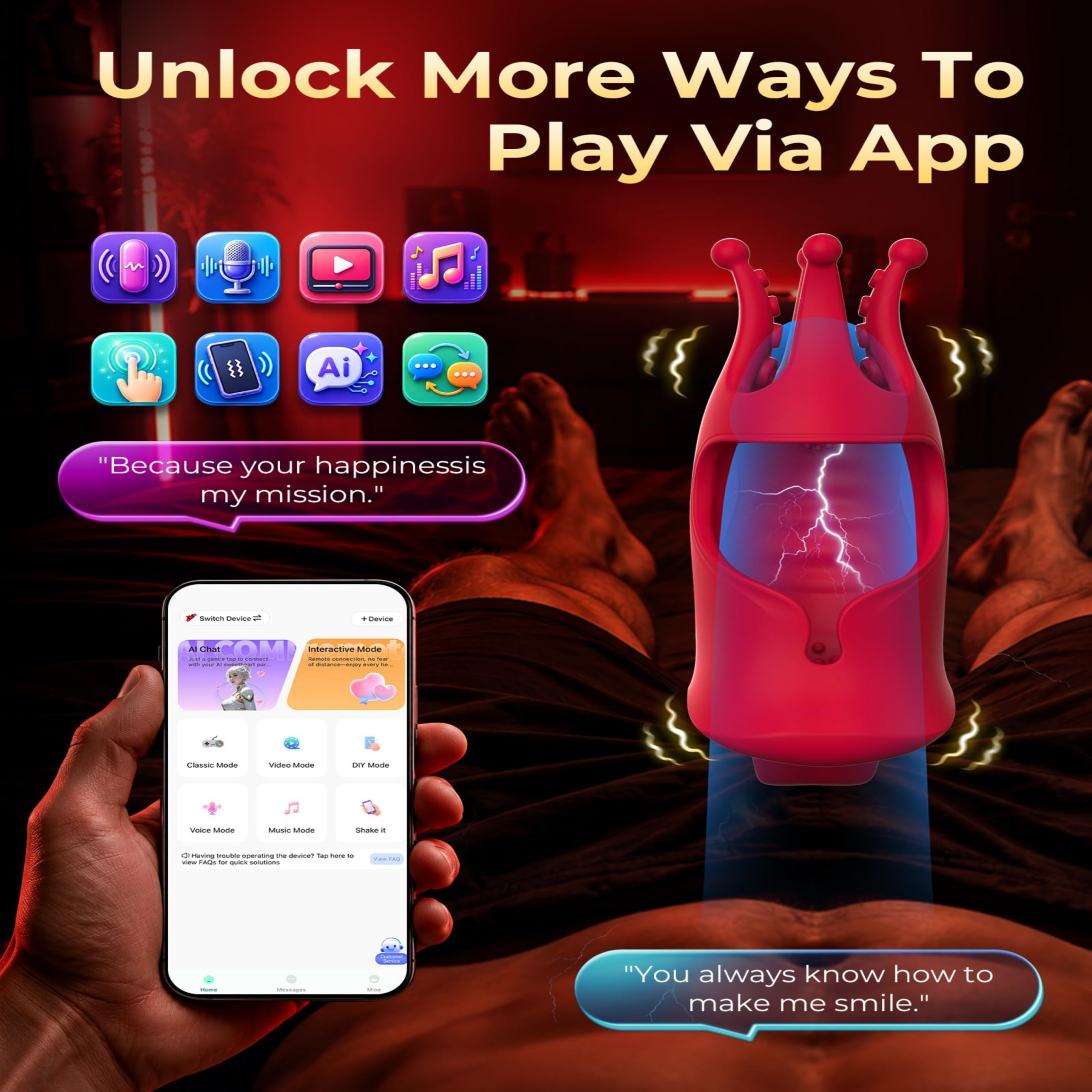 App Control & Dual Motor Penis Vibrator 10 Vibration Mods Blowjob Sex Machine