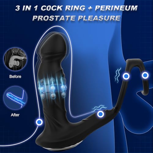 App Control & Swing Thrusting Male Vibrator with Dual Cock Rings Prostate Massager Wiggling Vibrator Anal Sex Toys