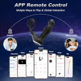 App Control & Swing Thrusting Male Vibrator with Dual Cock Rings Prostate Massager Wiggling Vibrator Anal Sex Toys