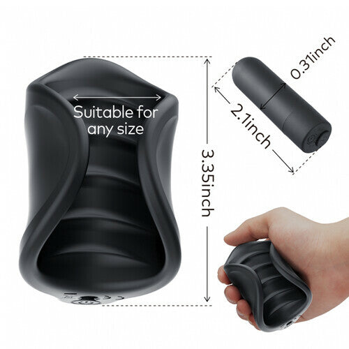 Black Hand Roll Vibrating Masturbator Penis Sleeve Vibrator