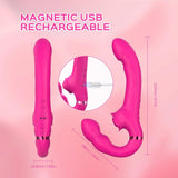 Remote Control Double-Ended Strap-On Dildo Bloom Tapping & Vibrating Strapless Vibrator for Lesbian