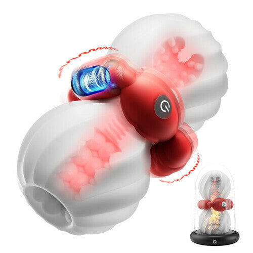 Xmas Gift for Man Heating Masturbator with Vibrating Anal Beads 2 IN 1