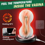 Male Xmas Gift Heating Masturbator with Vibrating Anal Beads 2 IN 1 Masturbation Cup
