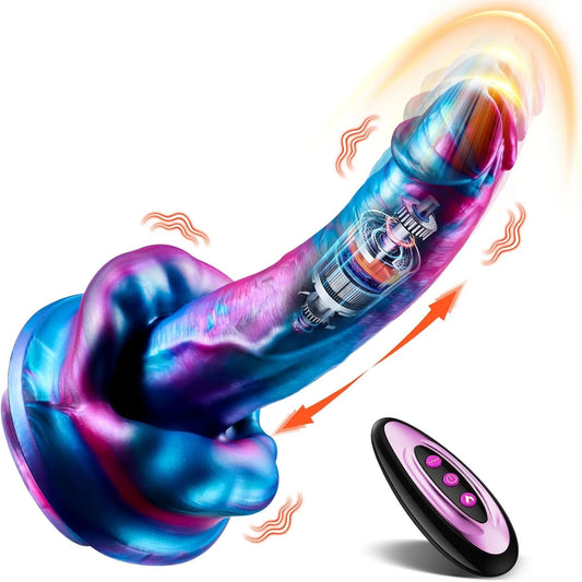 Colorful Fancy Dildo for Female  3 Thrust 7 Vibration Thrusting Dildo With Suction Cup
