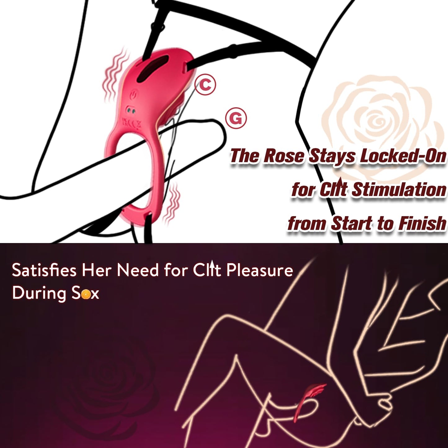 Couples Rose App Remote Control Wearable Vibrator Hands Free Panty Clitoris Vibrator Vibrating Cock Ring