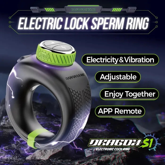 DRAGON S1 App Control 10 Vibration & 6 Electric Shock Electro-Stim & Vibrating Cock Ring