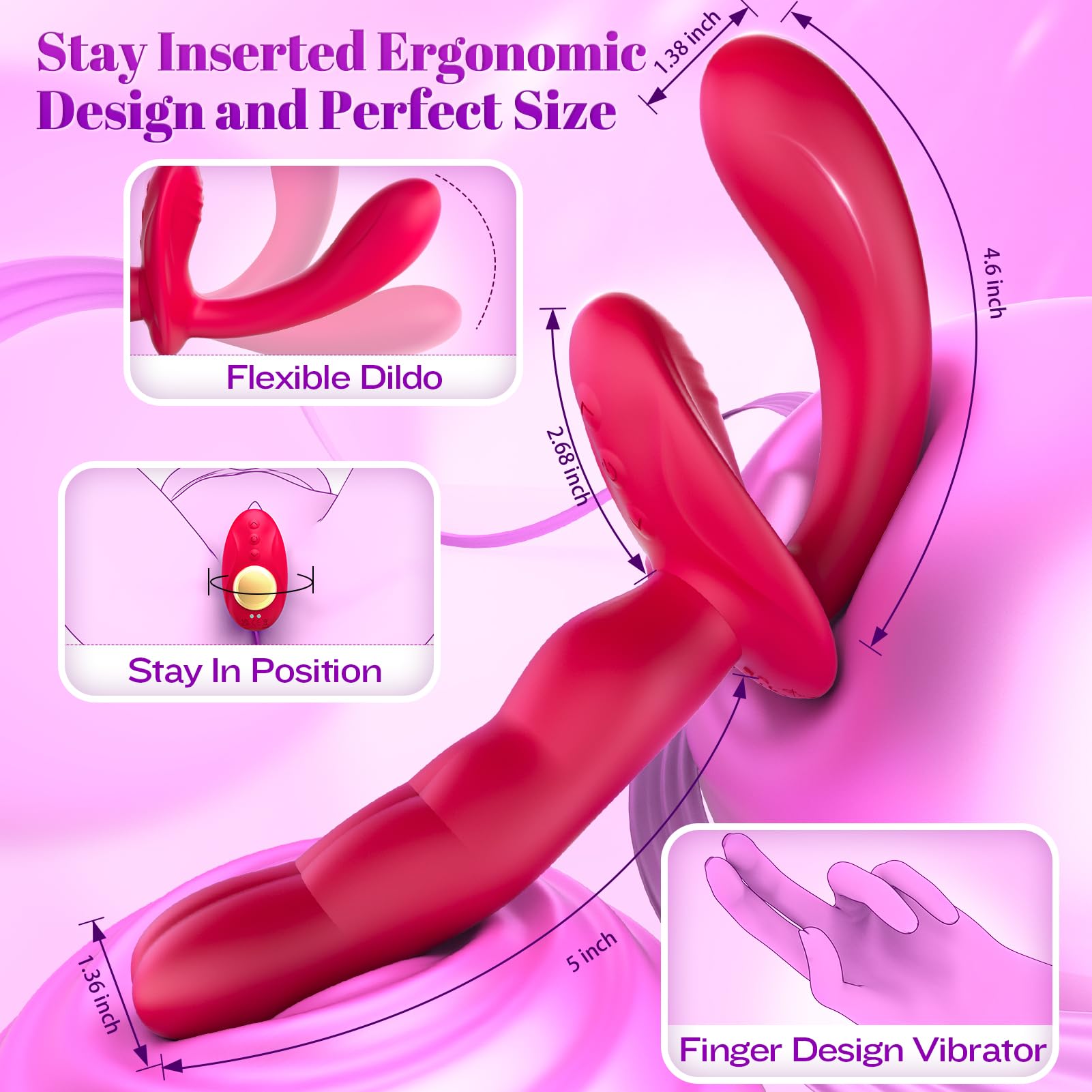 Double Ended Anal Dildo Detachable Wearable G-Spot Vibrator Strapless Strap on Dildo Sex Toys