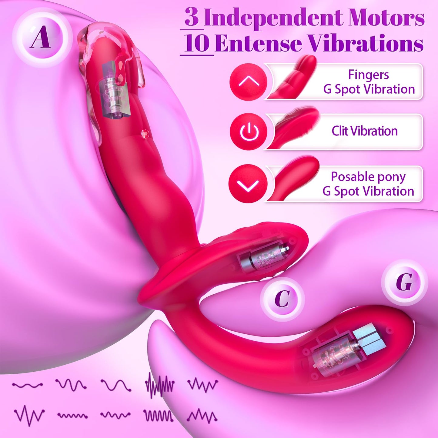 Double Ended Anal Dildo Detachable Wearable G-Spot Vibrator Strapless Strap on Dildo Sex Toys