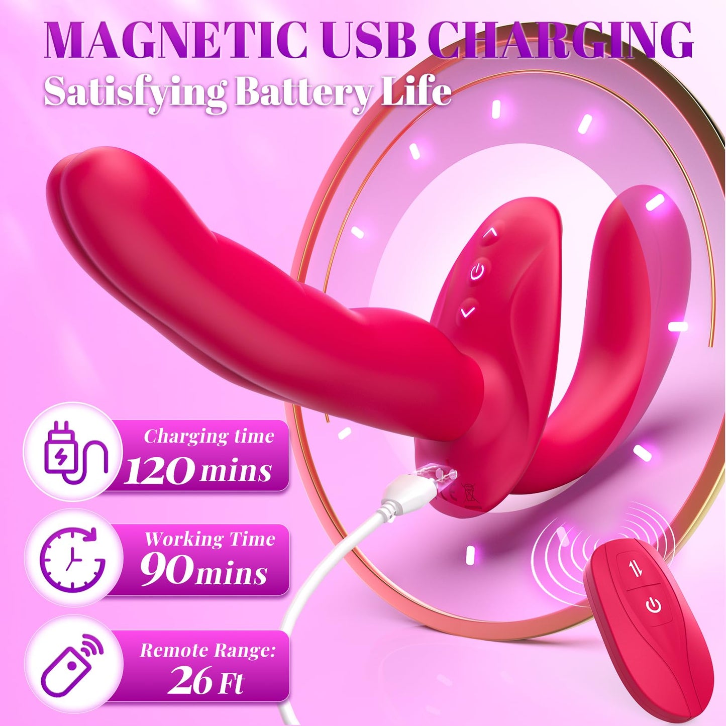 Double Ended Anal Dildo Detachable Wearable G-Spot Vibrator Strapless Strap on Dildo Sex Toys