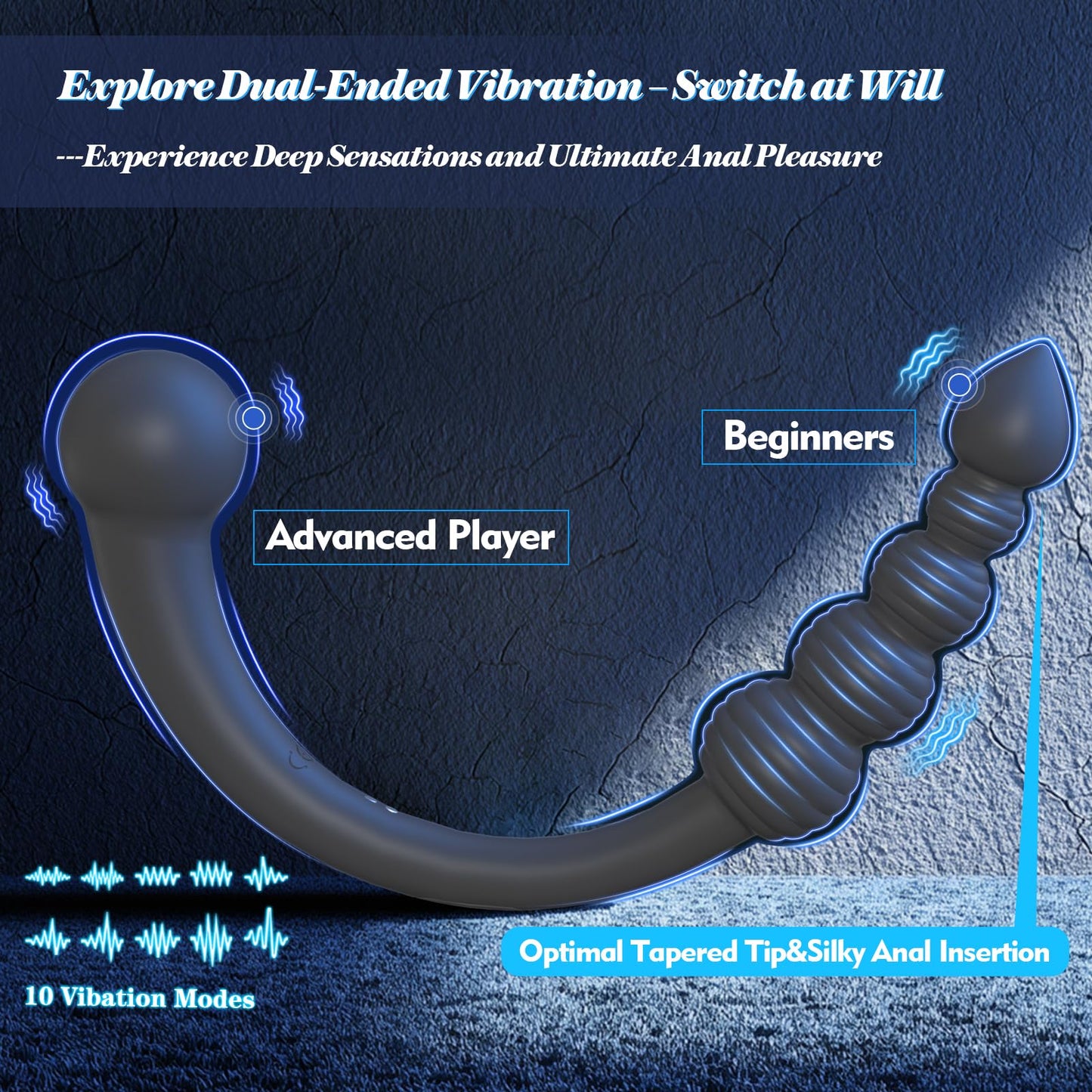 Dual-Ended Vibrating With 10 Vibration Modes Prostate Massager Anal Beads Anal Toy Sex Toy