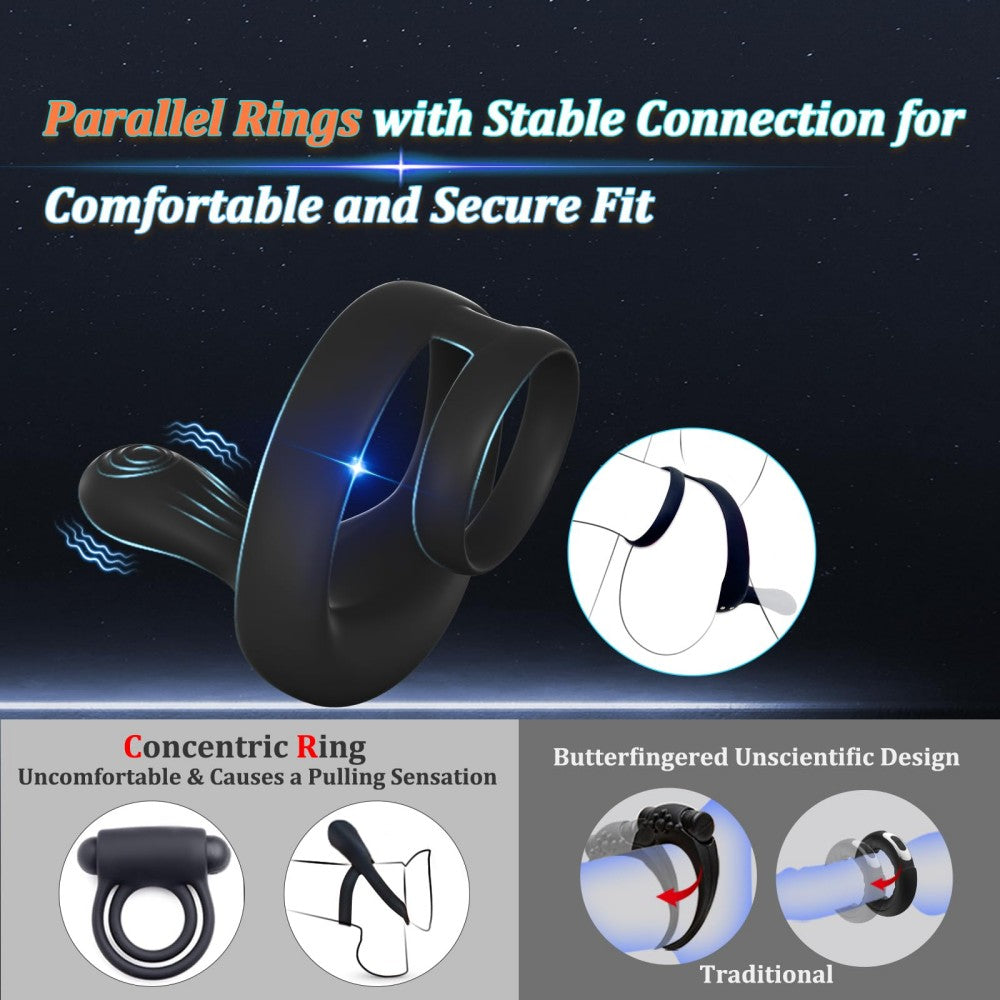 Dual Motors 9 Vibrations Remote Control Male Couple Sex Toy Cock Rings Vibrators for Men