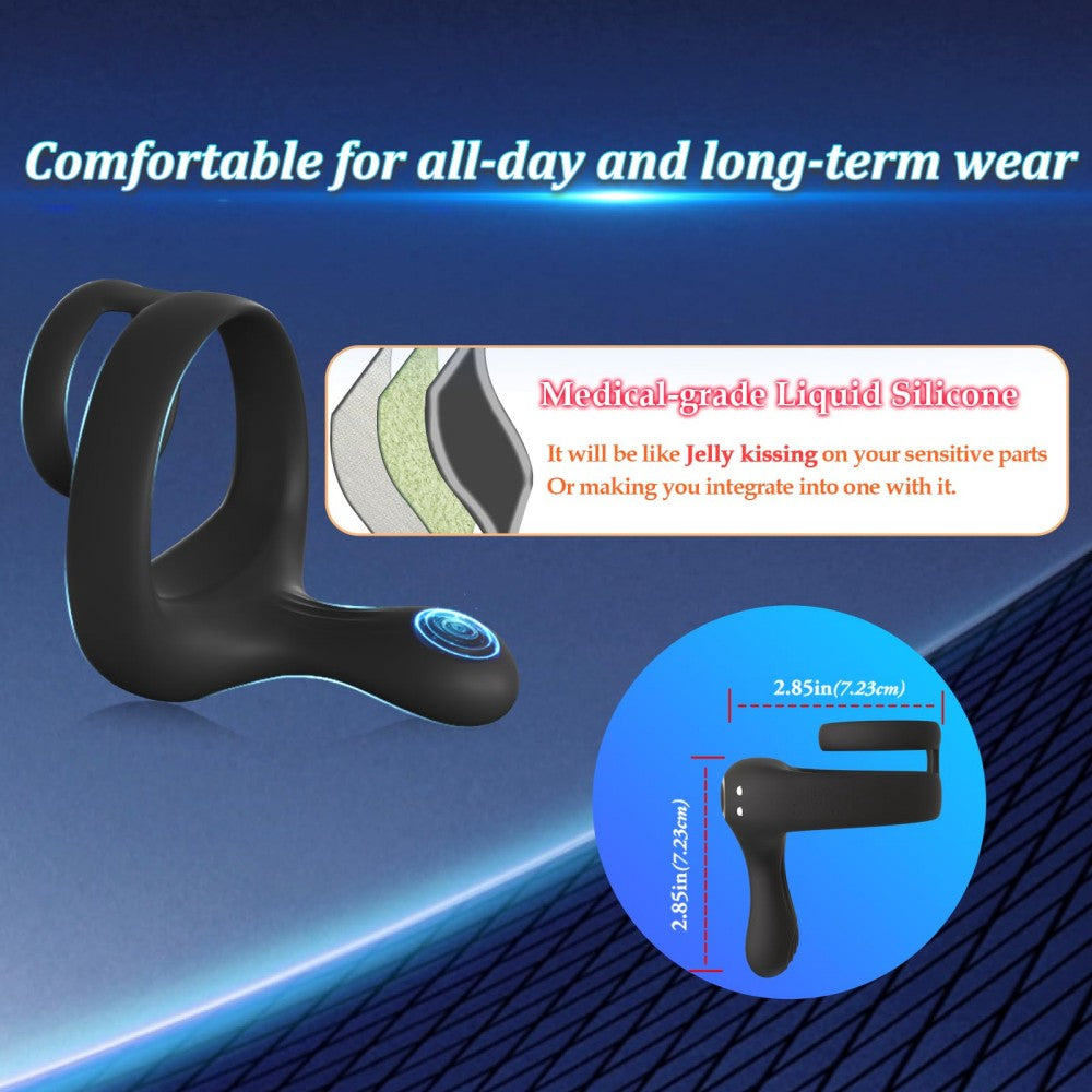 Dual Motors 9 Vibrations Remote Control Male Couple Sex Toy Cock Rings Vibrators for Men