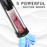 Flash Lights Penis Vacuum Pump With 5 Suction Modes Male Masturbator Penis Enlargement Pump