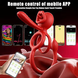 Ethan-Multi-speed Dual Stimulation Ring Set For Couple 10-mode Remote-controlled Penile Sleeve & Clitoral Vibrator