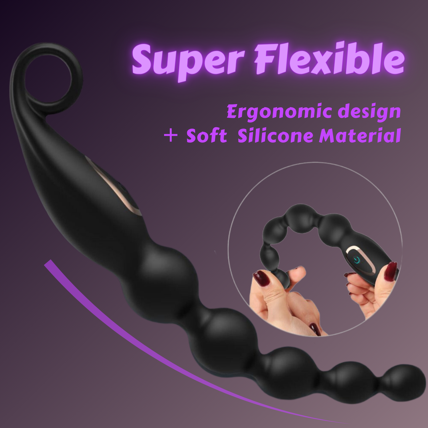Graduated Design Vibrating Anal Beads Butt Plug With 7 Vibration Modes