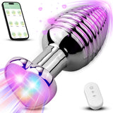 Heart Light Up APP Control Anal Plug 9 modos de vibración Vibrador anal de acero inoxidable 