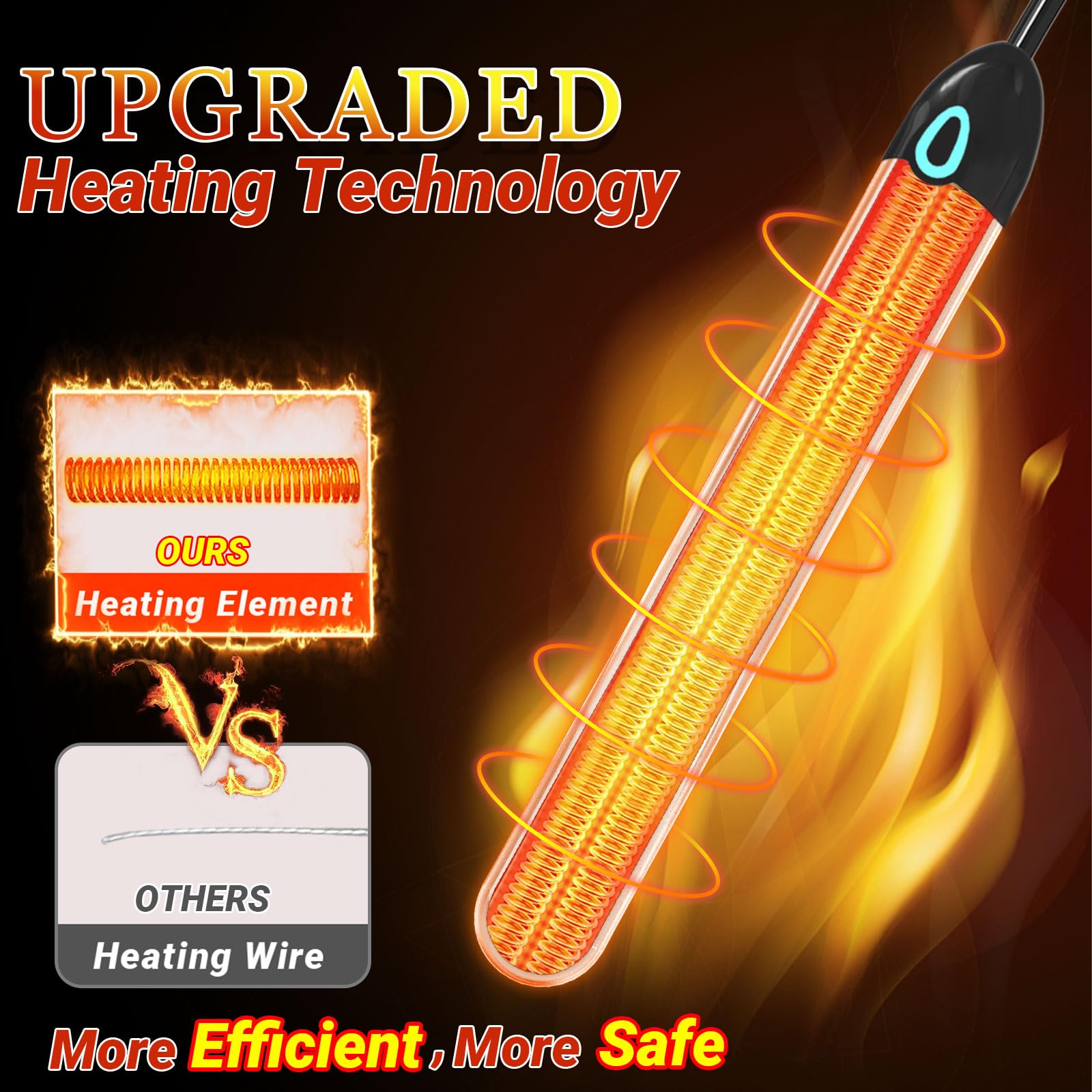 Heating Rod for Male Masturbator Sex Dolls, 115℉ (46℃) Fast Heating Warmer Stick with Auto Temperature Control and Indicator Light