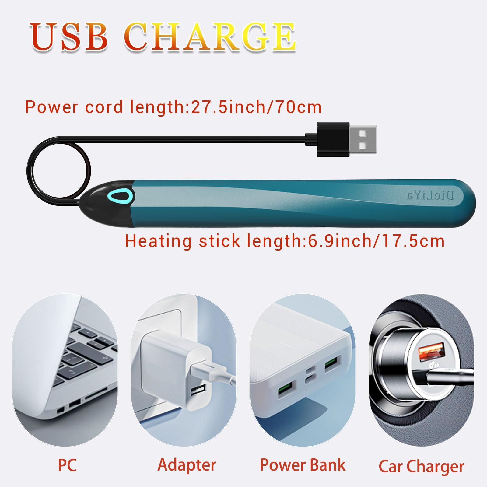 Heating Rod for Male Masturbator Sex Dolls, 115℉ (46℃) Fast Heating Warmer Stick with Auto Temperature Control and Indicator Light