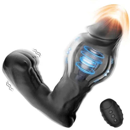 Inflatable Prostate Massager 10 Vibration Modes, Heating & Remote-Controlled Expansion Anal Plug