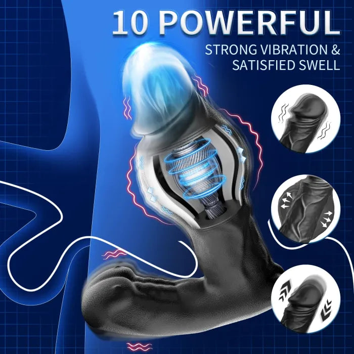 Inflatable Prostate Massager 10 Vibration Modes, Heating & Remote-Controlled Expansion Anal Plug