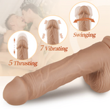 Bendable Glans 5 Thrusting 7 Vibrating Swinging Lifelike Dildo with Suction Cup