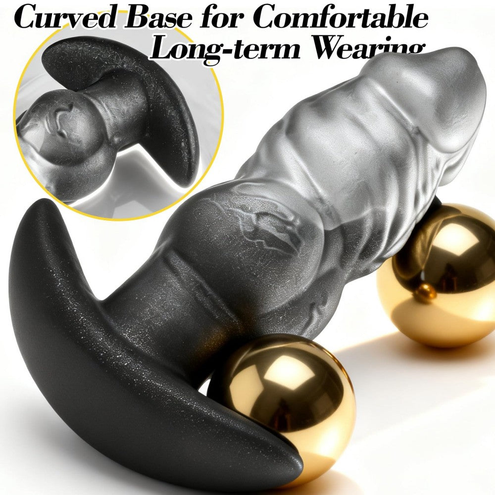 Knotted Anal Plug for Comfortable Long-Term Wear Silicone Butt Plug Dilator with Curved Base