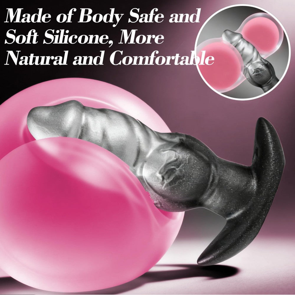 Knotted Anal Plug for Comfortable Long-Term Wear Silicone Butt Plug Dilator with Curved Base