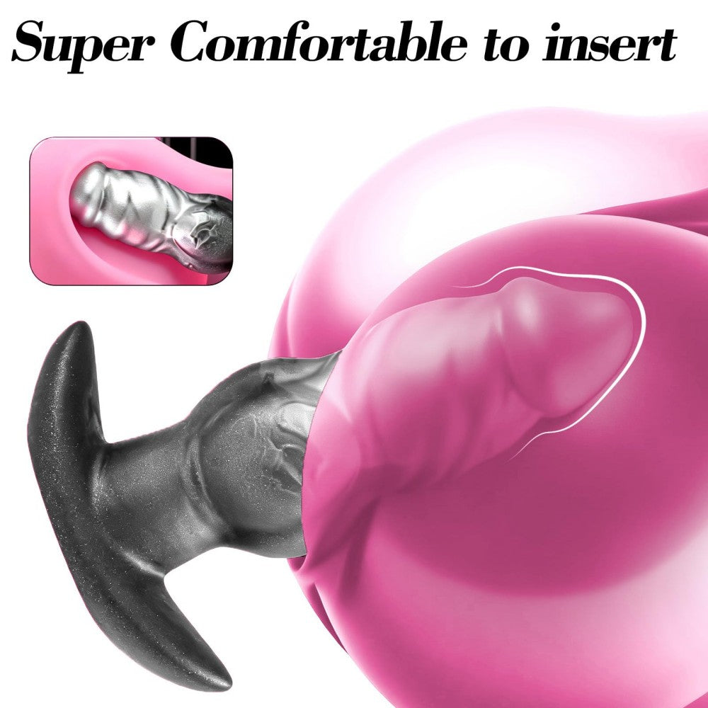 Knotted Anal Plug for Comfortable Long-Term Wear Silicone Butt Plug Dilator with Curved Base