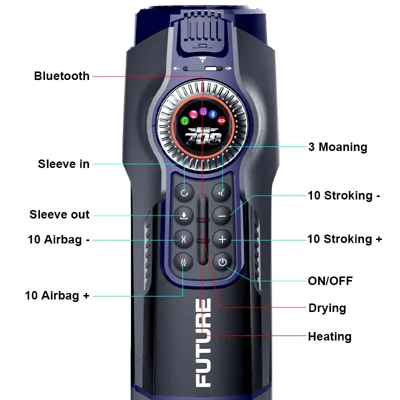 Leten Monster 708-III 10 Air Bag Massage Heating High Speed Masturbation Cup