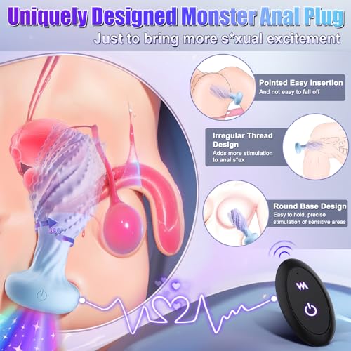 Light UP & 10 Vibrating Modes Anal Plug 360° Rotation Vibrating Butt Plug Anal Sex Toys