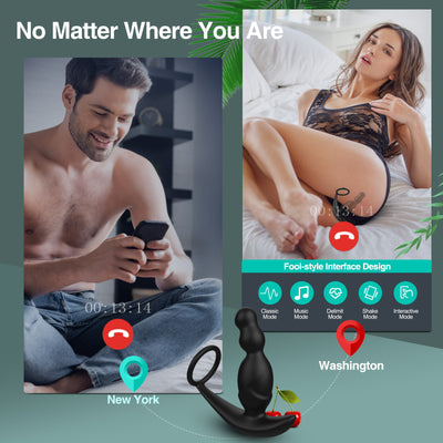 Luse APP Control 3-speed Rotation And 10-frequency Vibration Anal Toy With Cock Ring Prostate Massager
