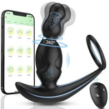 Luse APP Control Rotación de 3 velocidades y juguete anal con vibración de 10 frecuencias con anillo para el pene Masajeador de próstata