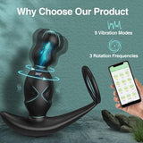 Luse APP Control 3-speed Rotation And 10-frequency Vibration Anal Toy With Cock Ring Prostate Massager