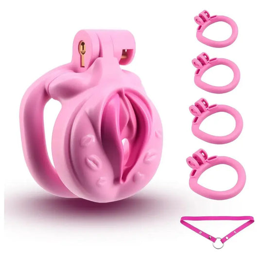 Male Chastity Cage Lightweight Cock Cage ABS+Resin Chastity Device Adult Sex Toys with 4 Different Sizes Rings