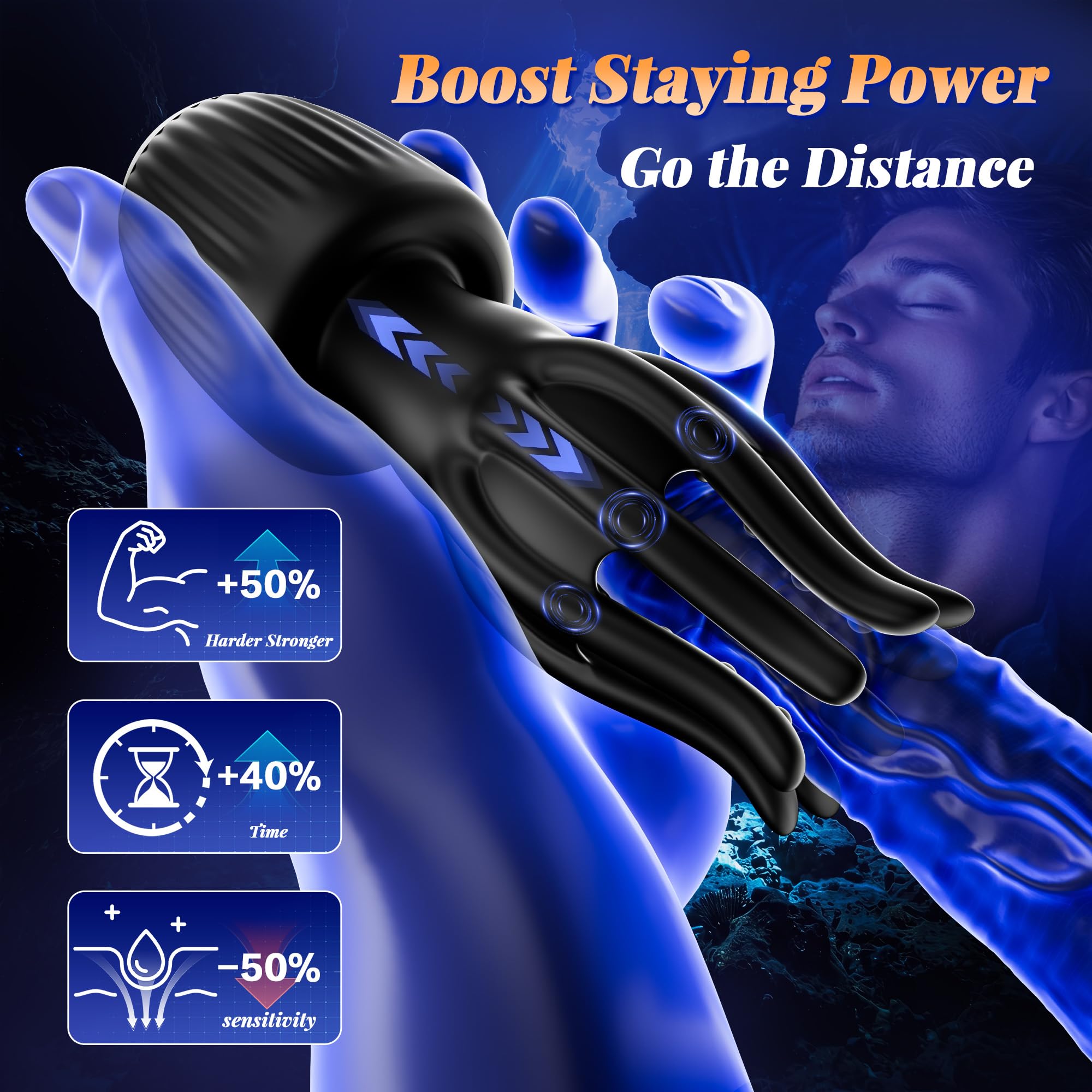 Male Masturbator with Vibration & Suction Silicone Male Stroker Sex Toys Flexible Finger Design