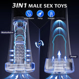 Male Masturbator Penis Pump - Transparent Visual Male Sex Toys for Men, APP Control Vibrating Spring & Power Suction with 2 Replaceable Sleeves & 6 Penis Rings