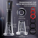 Male Masturbator Penis Pump - Transparent Visual Male Sex Toys for Men, APP Control Vibrating Spring & Power Suction with 2 Replaceable Sleeves & 6 Penis Rings
