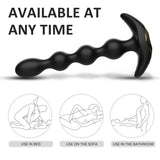 Male Wireless Remote Control Anal Plug 9 Vibration Modes  With Rotation Anal Beads Bendable Butt Plug