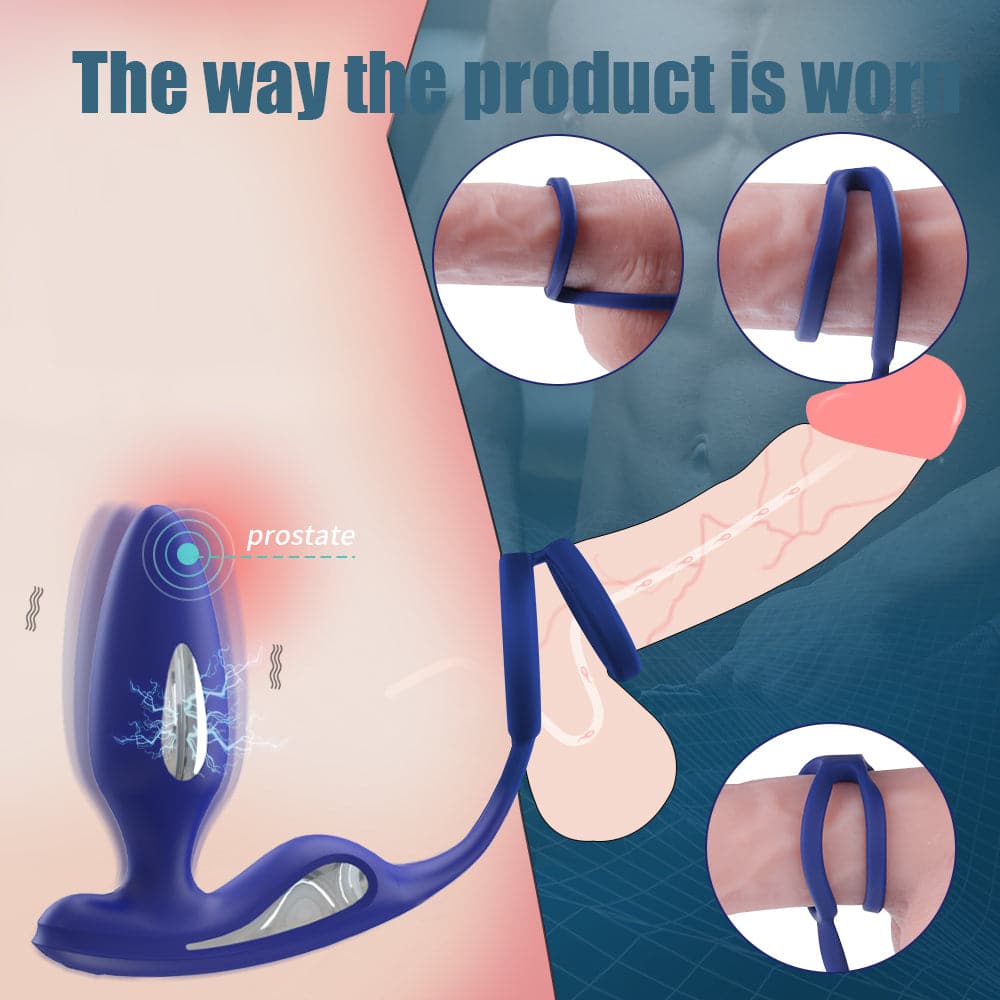 Lightning 9 Frenquencies Vibration 5 Electric Shock Modes Butt Plug With Remote Controller Anal Plug