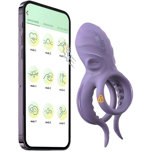Octopus Tentacles Clitoral Stimulator 9 Vibrating Cock Ring Penis Ring Sex Toy for Men Couples