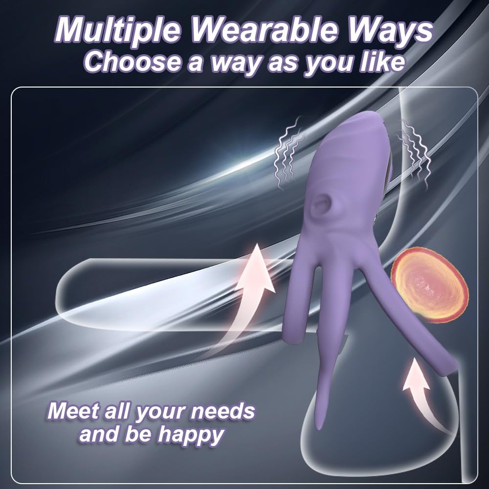 Octopus Tentacles Clitoral Stimulator 9 Vibrating Cock Ring Penis Ring Sex Toy for Men Couples